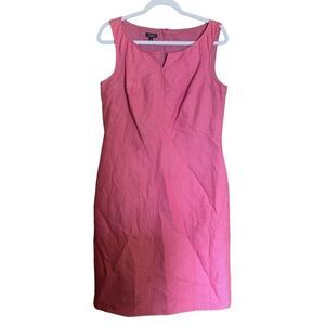 Talbots Womens Size 12 Pink Textured Print Silk Blend Sheath Cocktail Dress